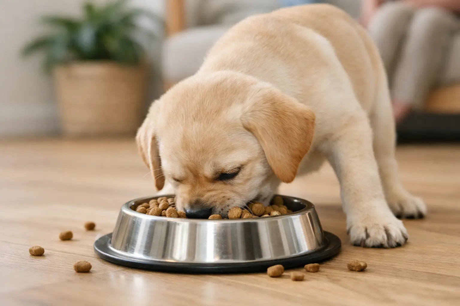 Case med hund der spiser for hurtigt