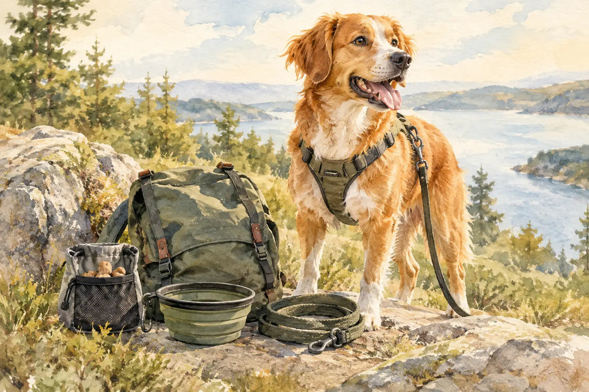 Eksempel på udstyr til aktiv hund på tur