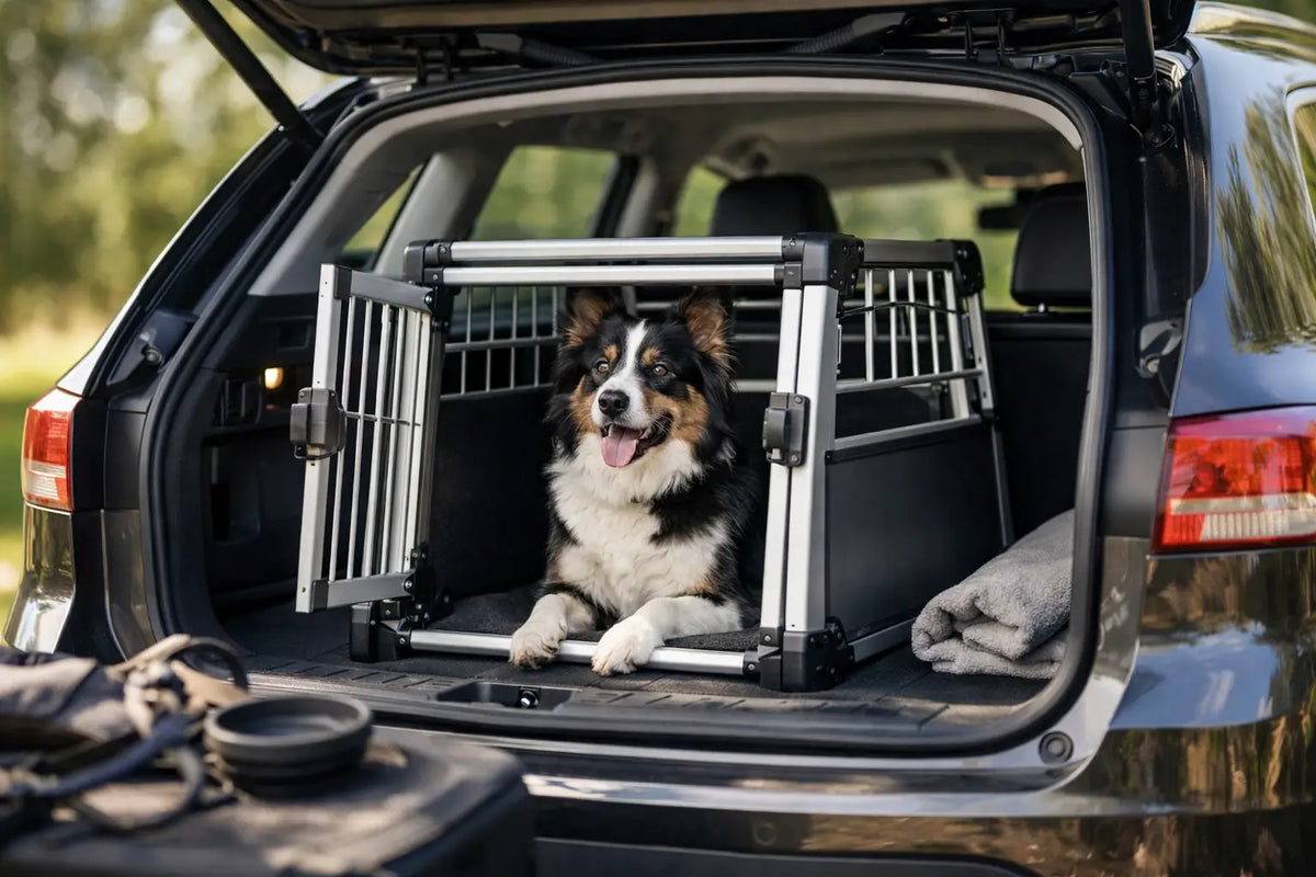 Vælg det rette transportbur til hund i bil