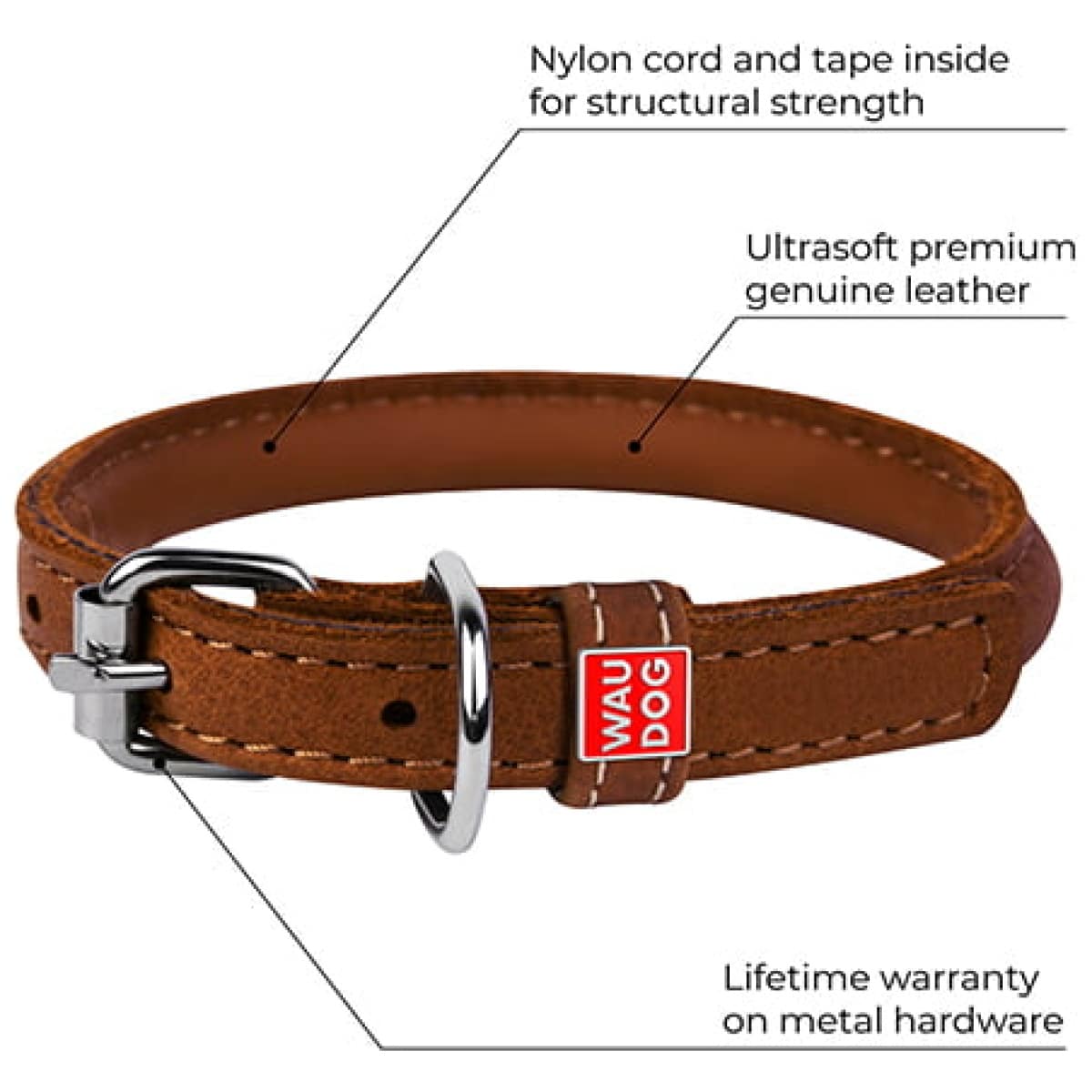 Rundsyet læderhalsbånd - FjeldgaardShop.dk