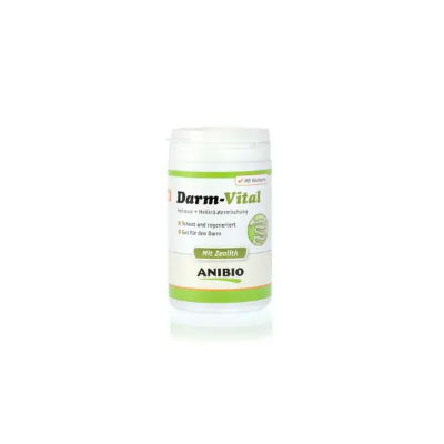 Digestive health supplement for dogs - Darm-Vital by Anibio in a white bottle with green label