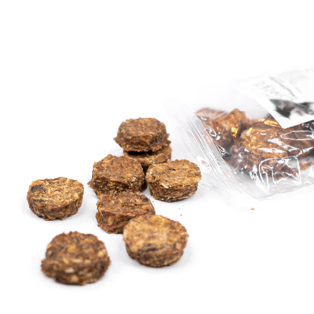 Hundegodbid - Snack'it Laksefrikadeller 100 gr. - FjeldgaardShop.dk Natursnacks Fisk Snack'it