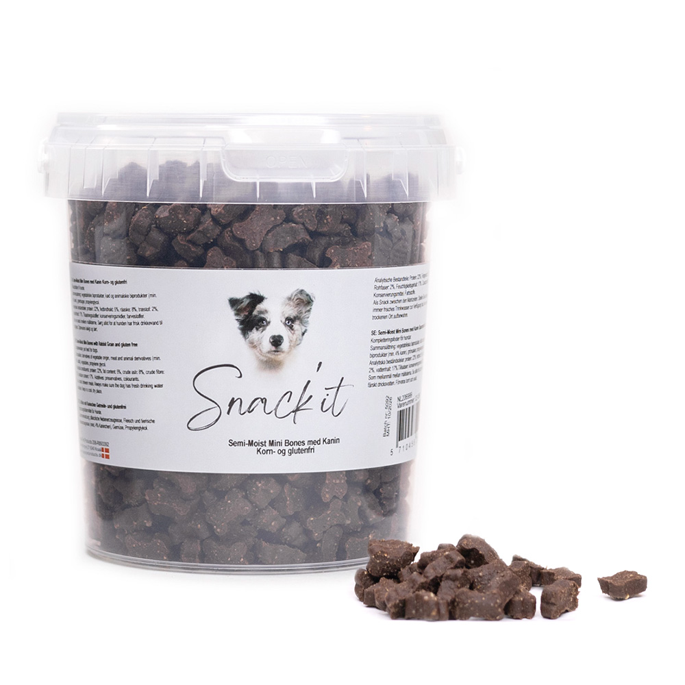 Snack'it Semi-Moist Mini Bones med Kanin 500 gr. by Snack'it