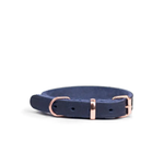 Walk'it Halsbånd – Vintage Blå Læder med Rosaguld by Walk'it