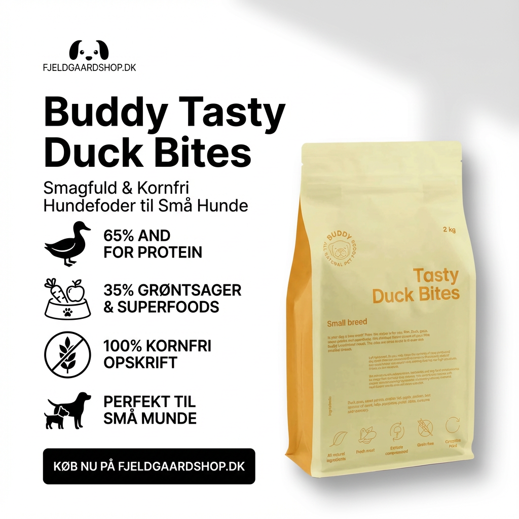 Hundefoder - Buddy Tasty Duck Bites – Kornfrit foder til små hunde