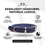 Walk'it Halsbånd – Vintage Blå Læder med Rosaguld by Walk'it