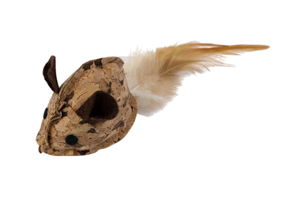 Cork mouse with feathers