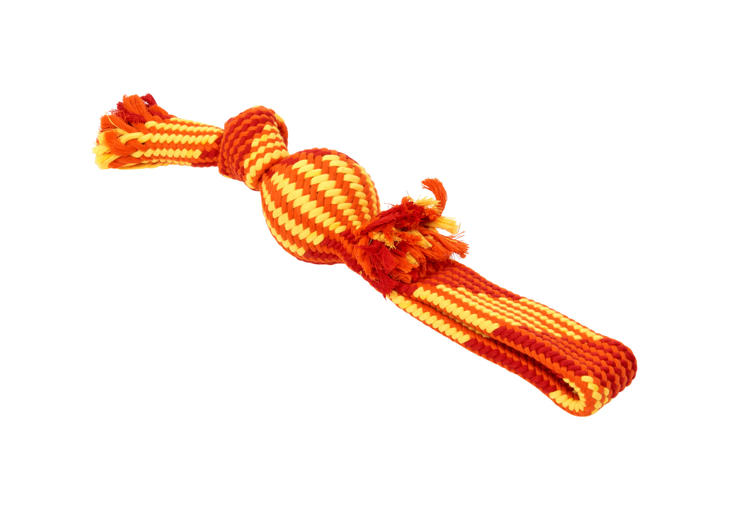 BUSTER Color Tugger Squeak Rope m/ vinylkula röd/orange/gul