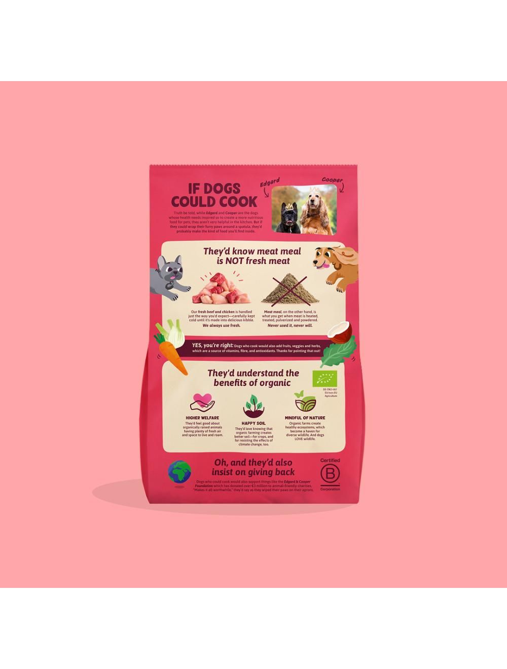EDGARD & COOPER Free-Range Økologisk Okse & Kylling 2,5 kg.