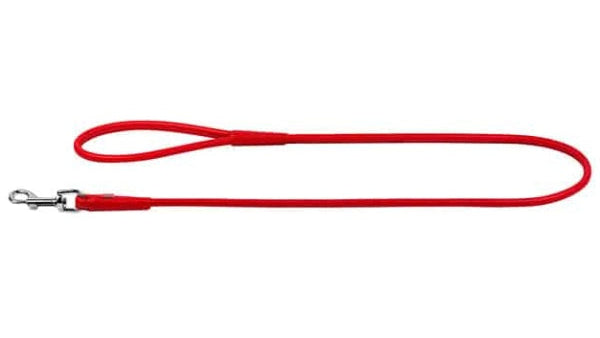 Waudog rundsyet læder førerline, 122cm/6mm. Rød