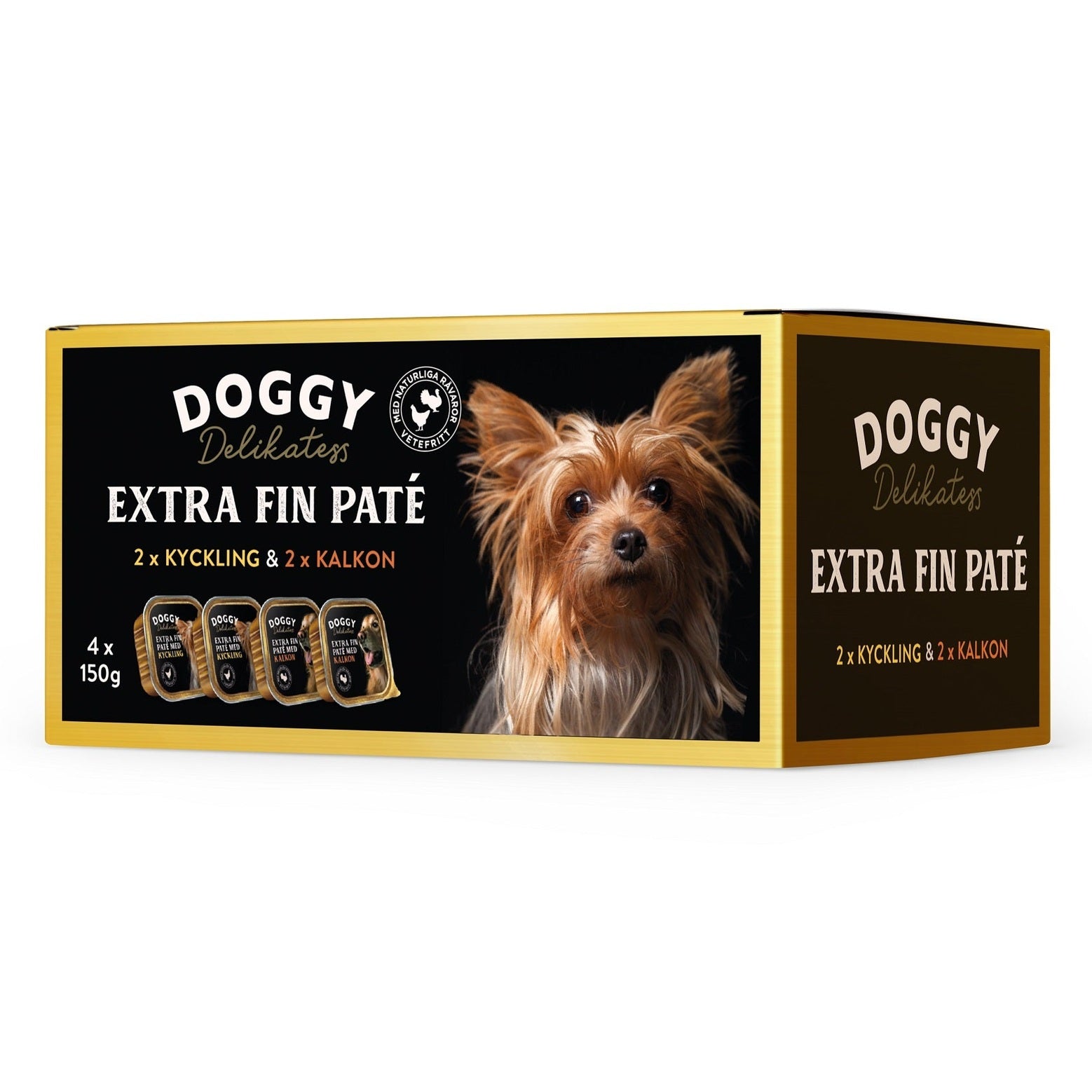 Vådfoder - Doggy Delikatesse Paté Kylling & Kalkun 4x150 gr. Kornfri - FjeldgaardShop.dk Vådfoder/dåsefoder til hunde Doggy