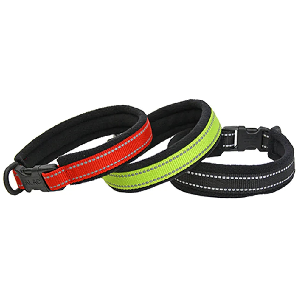 Alac Hvalpehalsbånd Reflex Grøn med Fleece (EU) - FjeldgaardShop.dk Halsbånd Alac