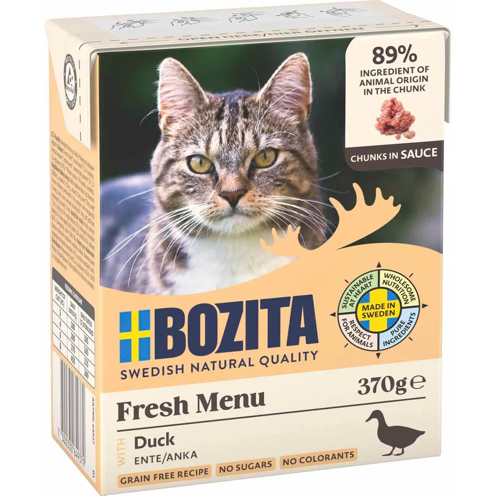 Bozita Kat vådfoder - And i sauce 370 gr.(EU) - FjeldgaardShop.dk Vådfoder til katte Bozita
