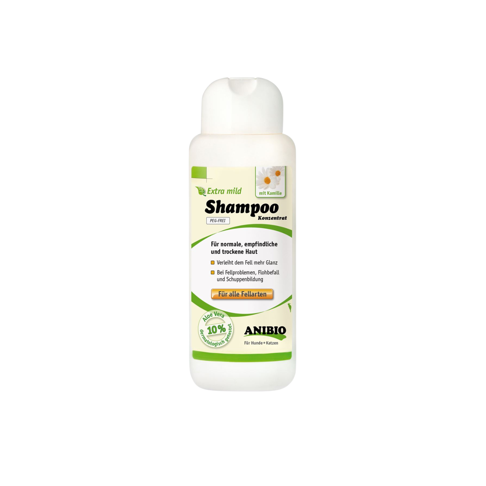 ANIBIO Shampoo Mild er en klassisk, gennemprøvet løsning til følsom hud, kløe og pels, der filtrer.