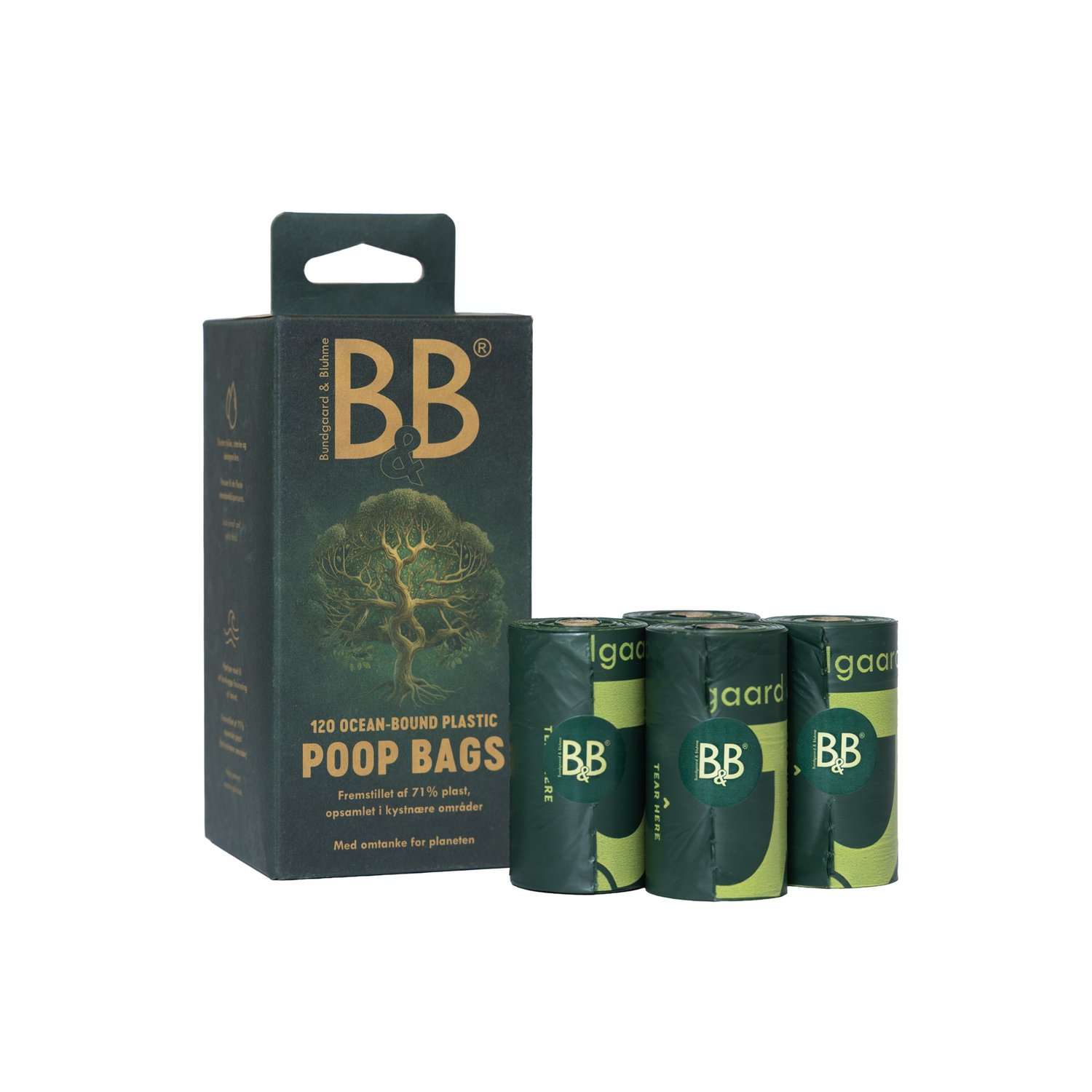 B&B Hundeposer fra ocean-bound plastik 120 poser i 8 ruller