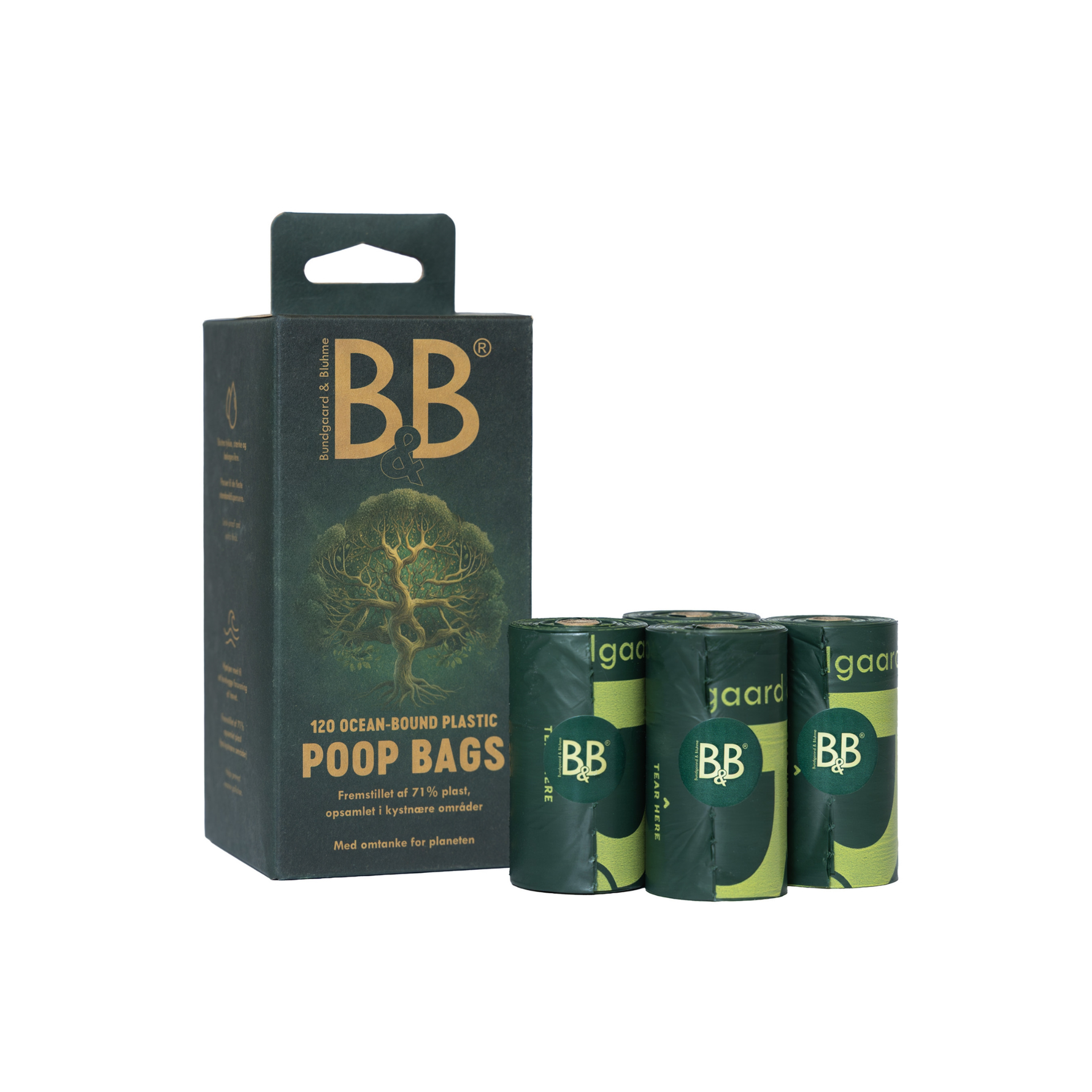 B&B Hundeposer fra ocean-bound plastik 120 poser i 8 ruller