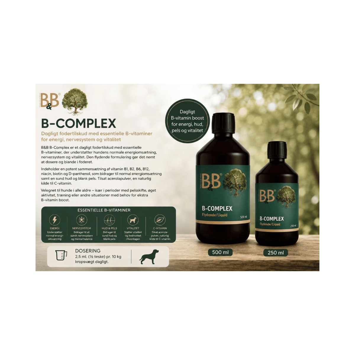B&B B-Complex Flydende B-vitamin fodertilskud til hundene