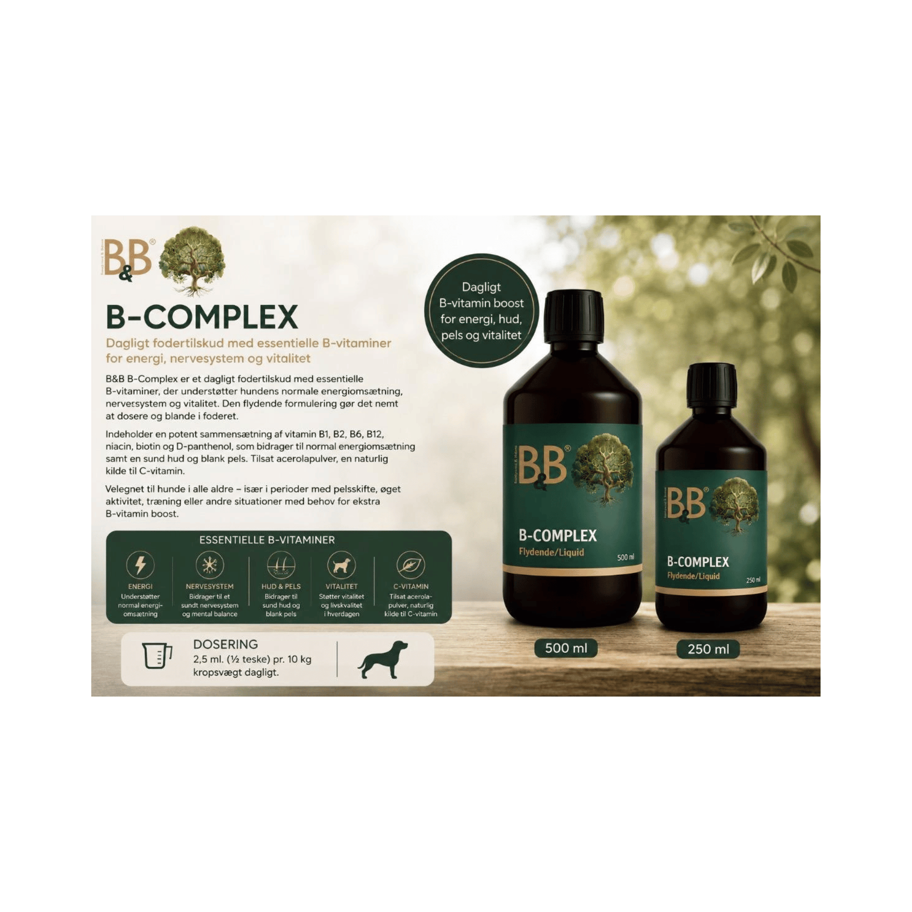 B&B B-Complex Flydende B-vitamin fodertilskud til hundene