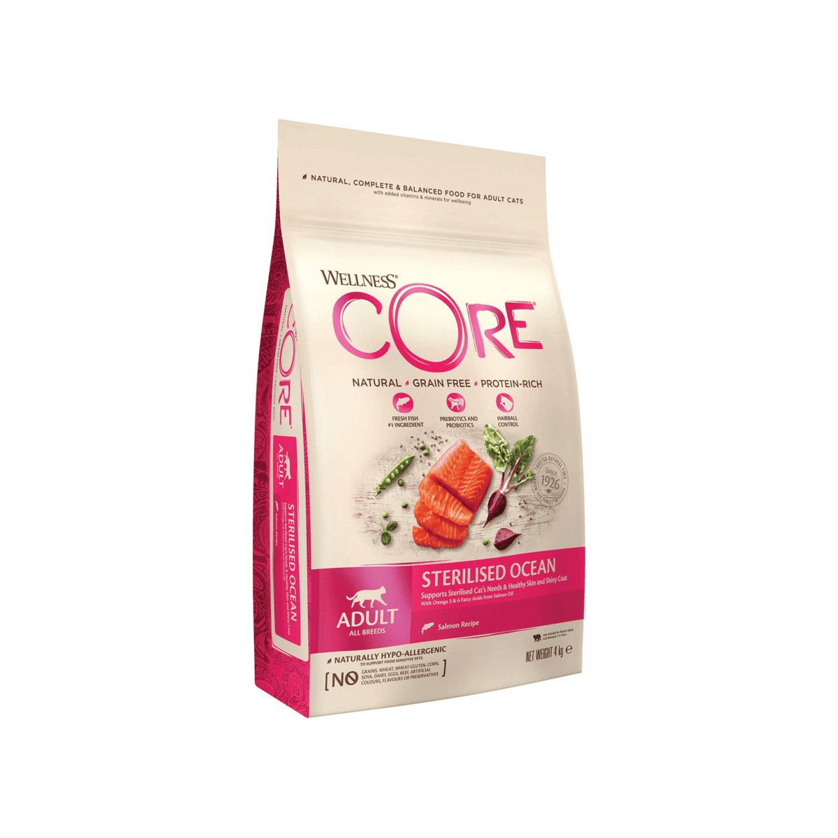 Wellness CORE Cat Sterilised Ocean Salmon 4 kg kornfrit tørfoder med laks til steriliserede katte