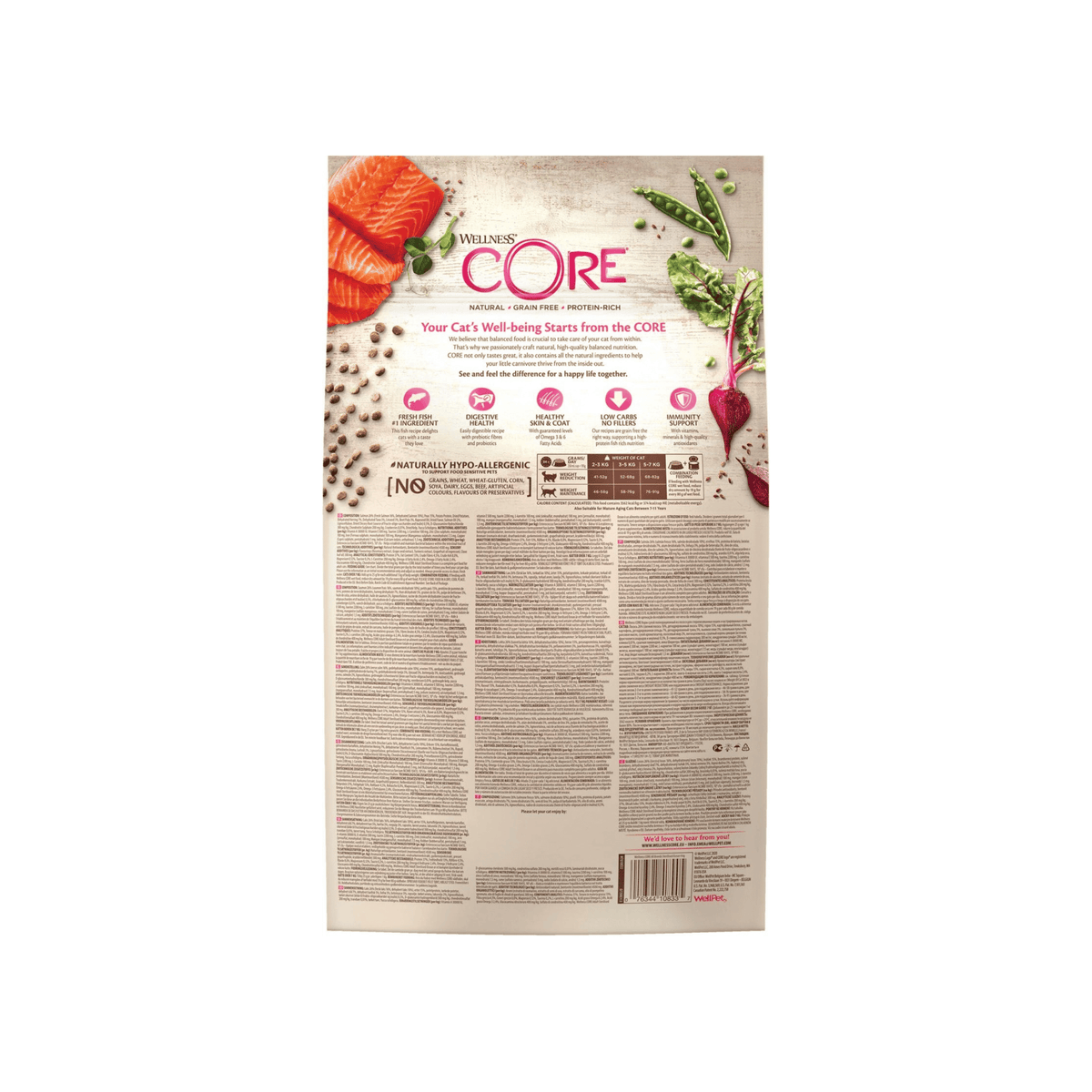 Wellness CORE Cat Sterilised Ocean Salmon 4 kg kornfrit tørfoder med laks til steriliserede katte