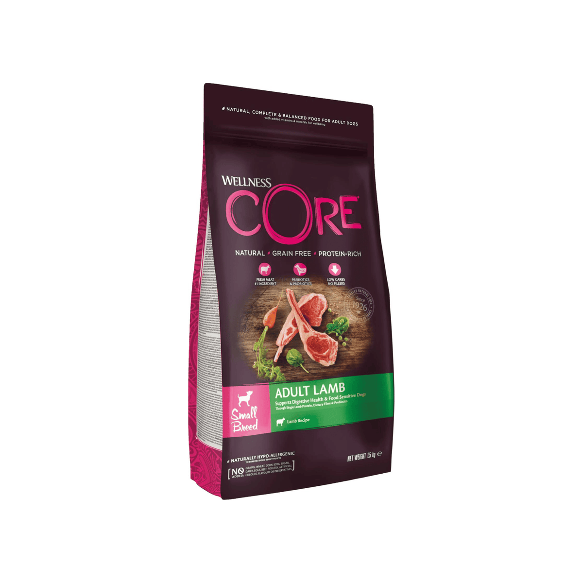 Wellness CORE Adult Small Breeds Lamb kornfrit tørfoder med lam til små voksne hunde