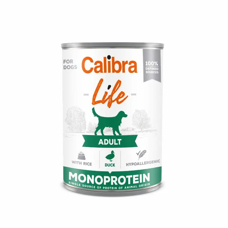 Vådfoder - Calibra Dog Adult Monoprotein Duck with rice 400 gr. - FjeldgaardShop.dk Vådfoder/dåsefoder til hunde Calibra