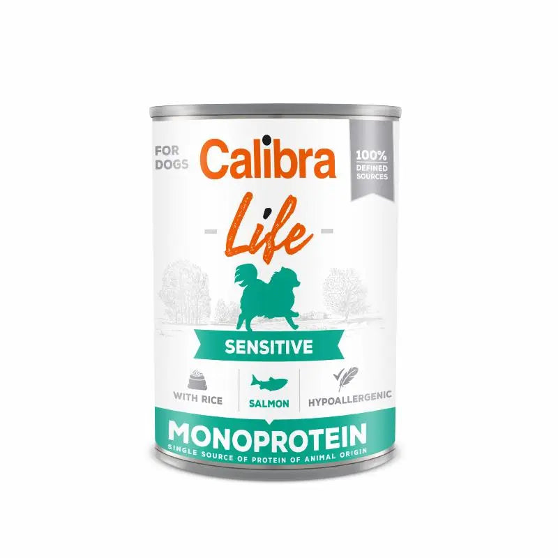 Calibra Dog Life can Monoprotein Sensitive Salmon with rice 400 gr.(EU) - FjeldgaardShop.dk Vådfoder/dåsefoder til hunde Calibra