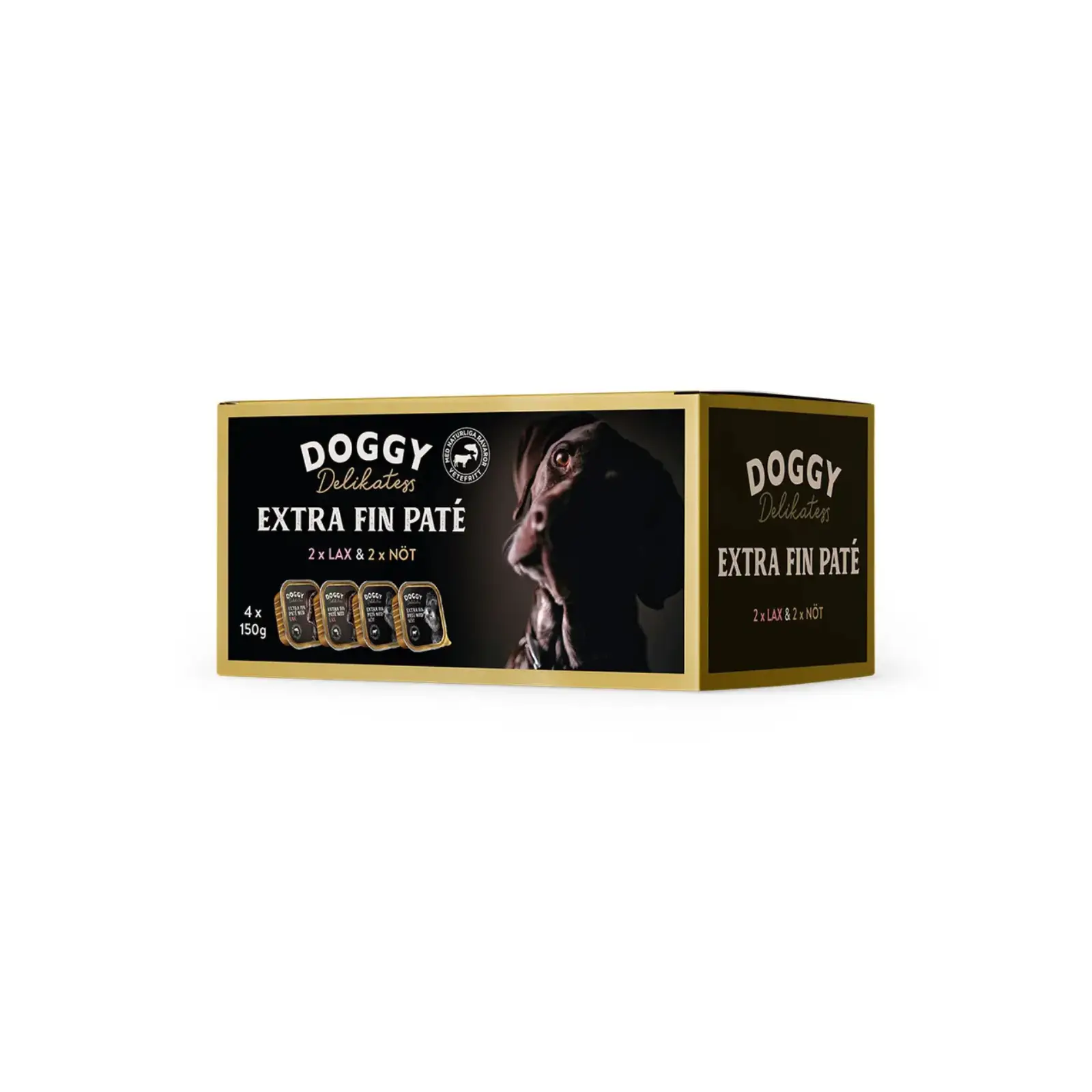 Doggy Delikatesse Paté Laks & Okse 4x150 gr. by Doggy