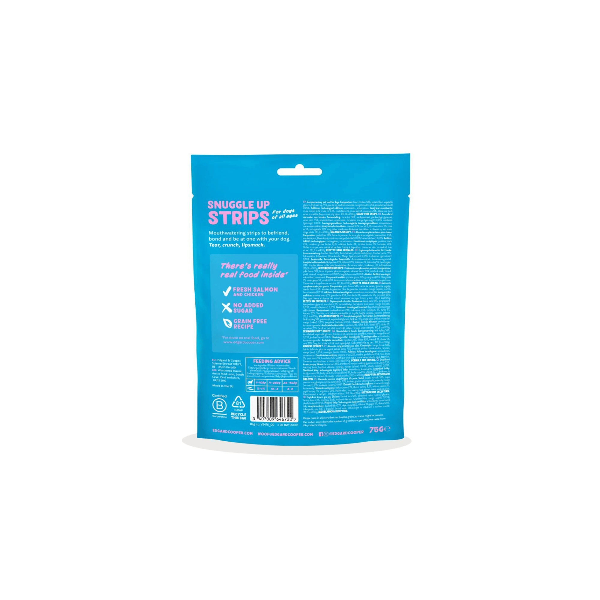 Edgard & Cooper strips med laks til hunde 75 gr.