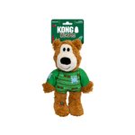 KONG Holiday Wild Knots Sweater Bear grøn julebamse til hund med reb og piv