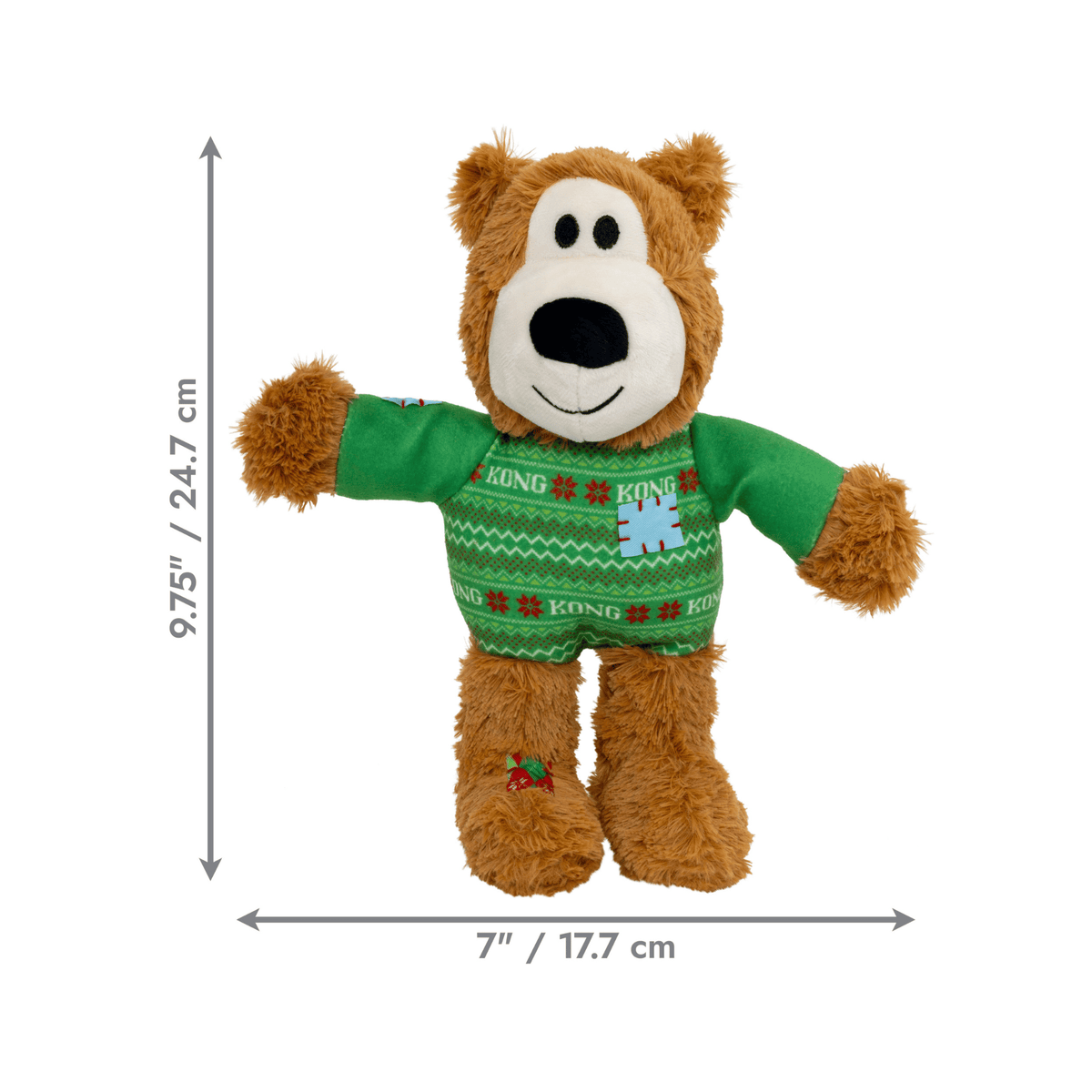 KONG Holiday Wild Knots Sweater Bear grøn julebamse til hund med reb og piv
