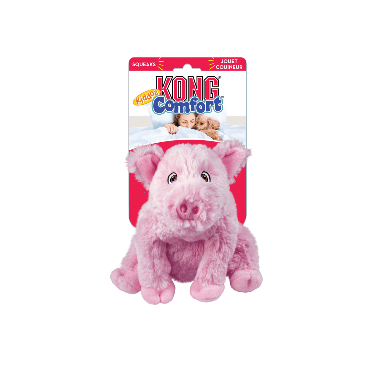 KONG Comfort Kiddos Gris rosa S 16 cm hundebamse med aftagelig piv