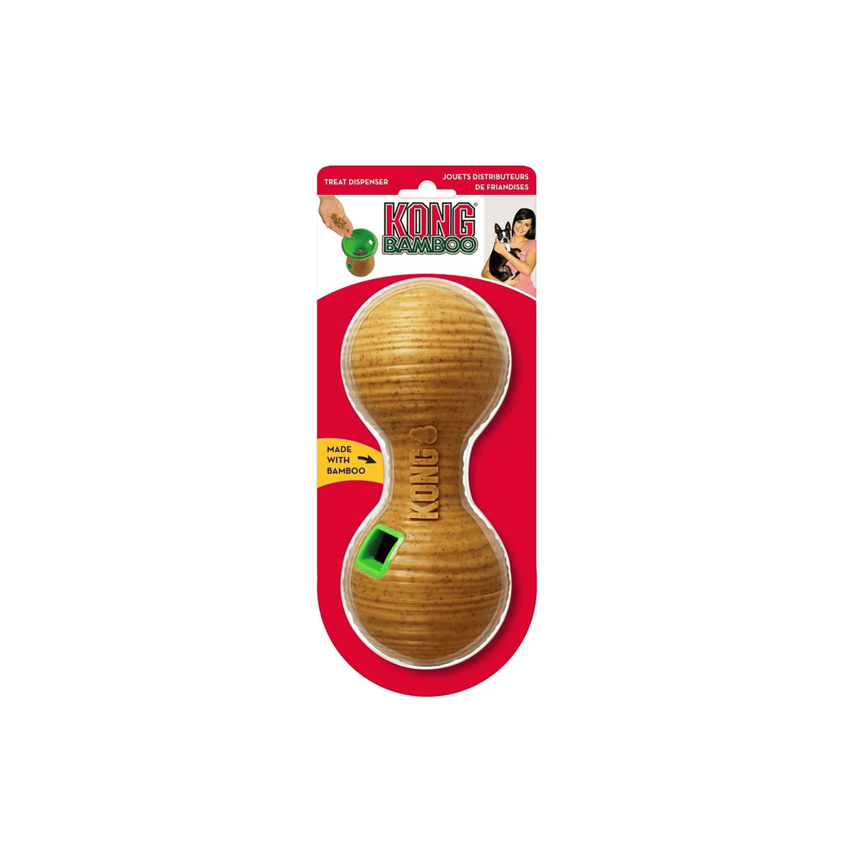 KONG Bamboo Feeder Dumbbell M beige aktiverende foderlegetøj til hund