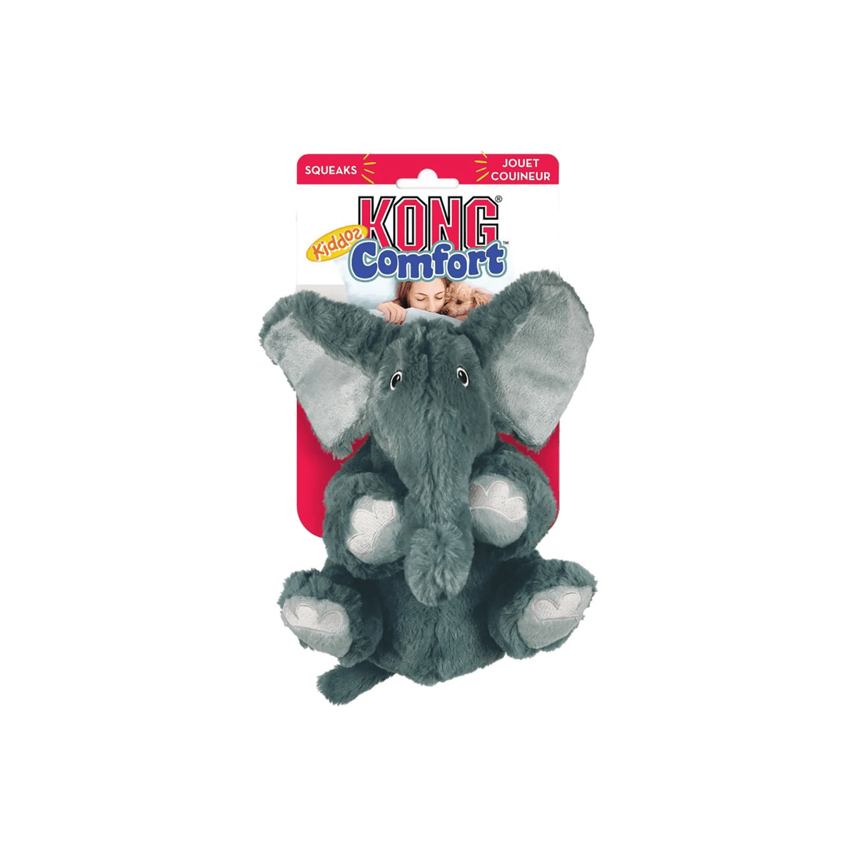 KONG Comfort Kiddos Elefant XS grå plyslegetøj med aftagelig pibelyd