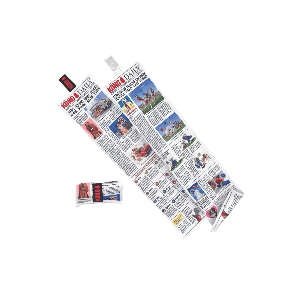 KONG Daily Newspaper XL 106 cm plyslegetøj til hund med 6 pivere og velcrolukning