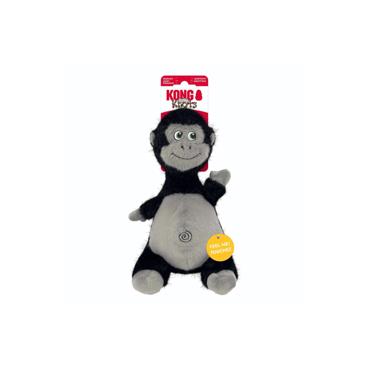 KONG Knots Belly Gorilla M/L plyslegetøj med rebkugle og piv til hund