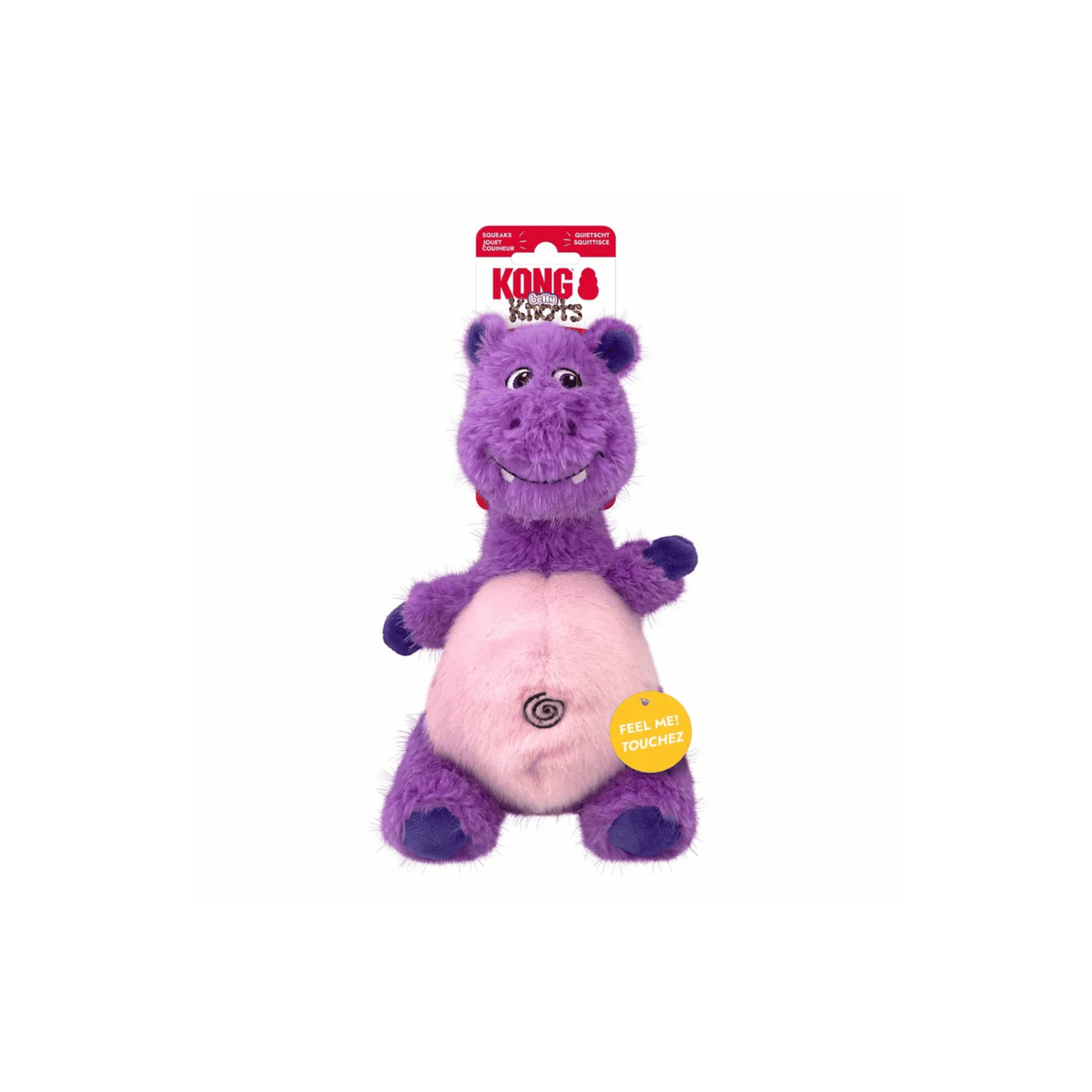 KONG Knots Belly Hippo M/L lilla plyslegetøj med rebkugle og piv til hund