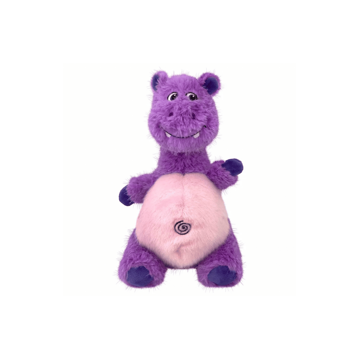 KONG Knots Belly Hippo M/L lilla plyslegetøj med rebkugle og piv til hund