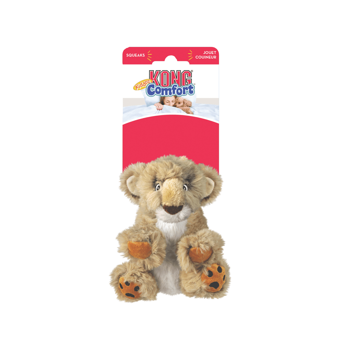KONG Comfort Kiddos Løve beige L 23 cm hundebamse med aftagelig piv