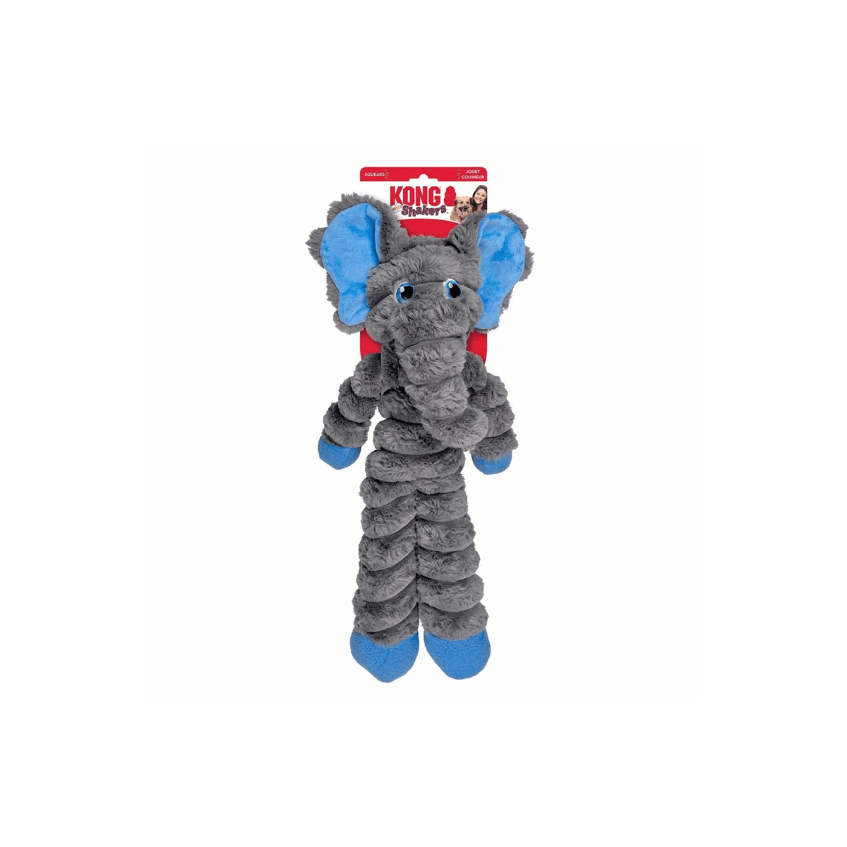 KONG Shakers Crumples Elephant XL grå plys-elefant med piv og knitrelyd til hund