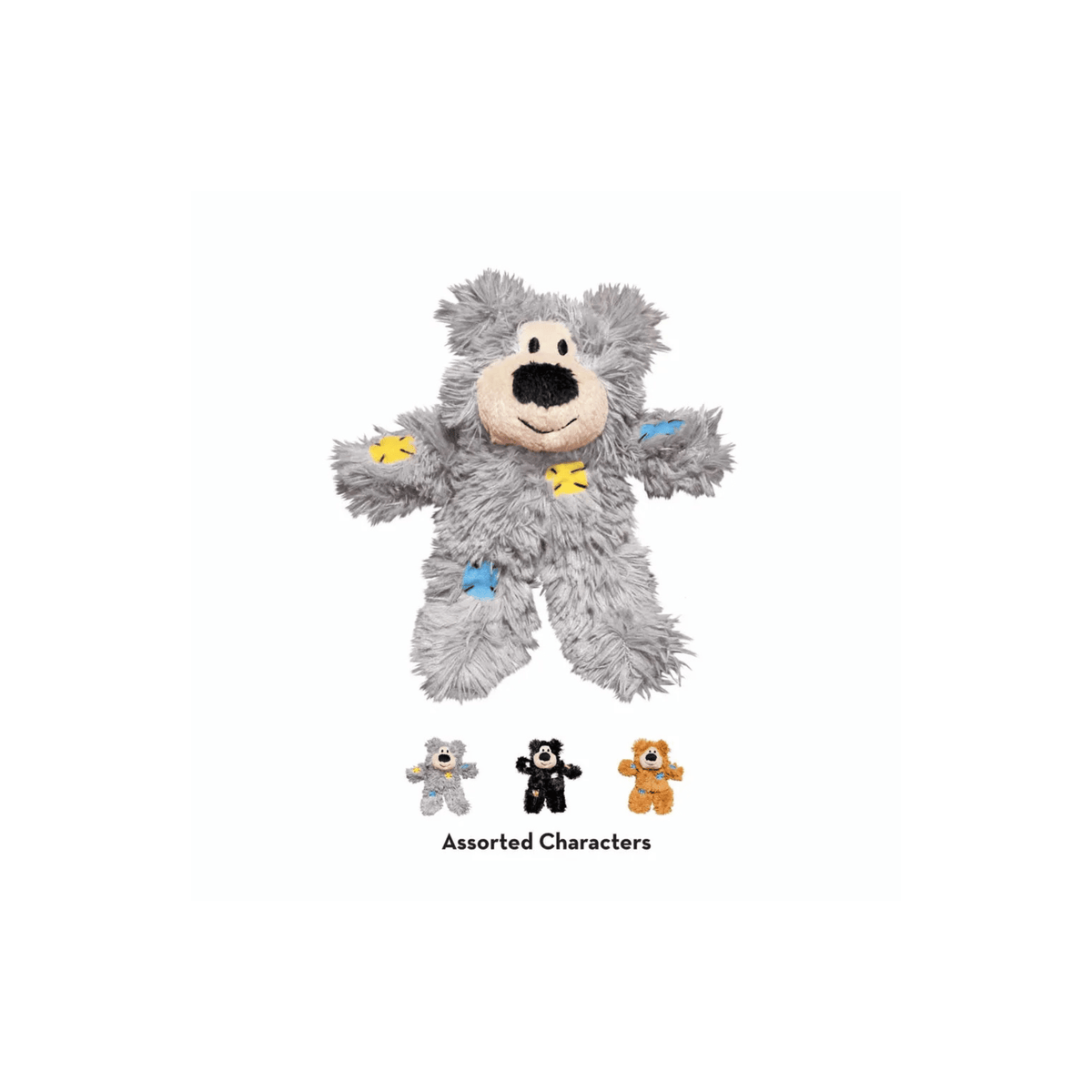 KONG Softies Patchwork Bear blødt kattelegetøj med catnip og raslelyd