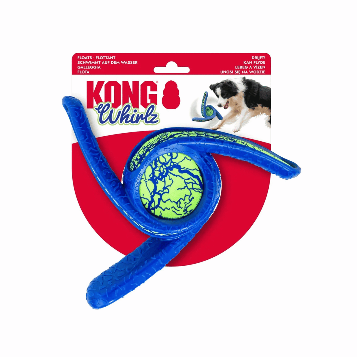 KONG Whirlz Throw M/L spiralformet apportlegetøj til hund til land og vand