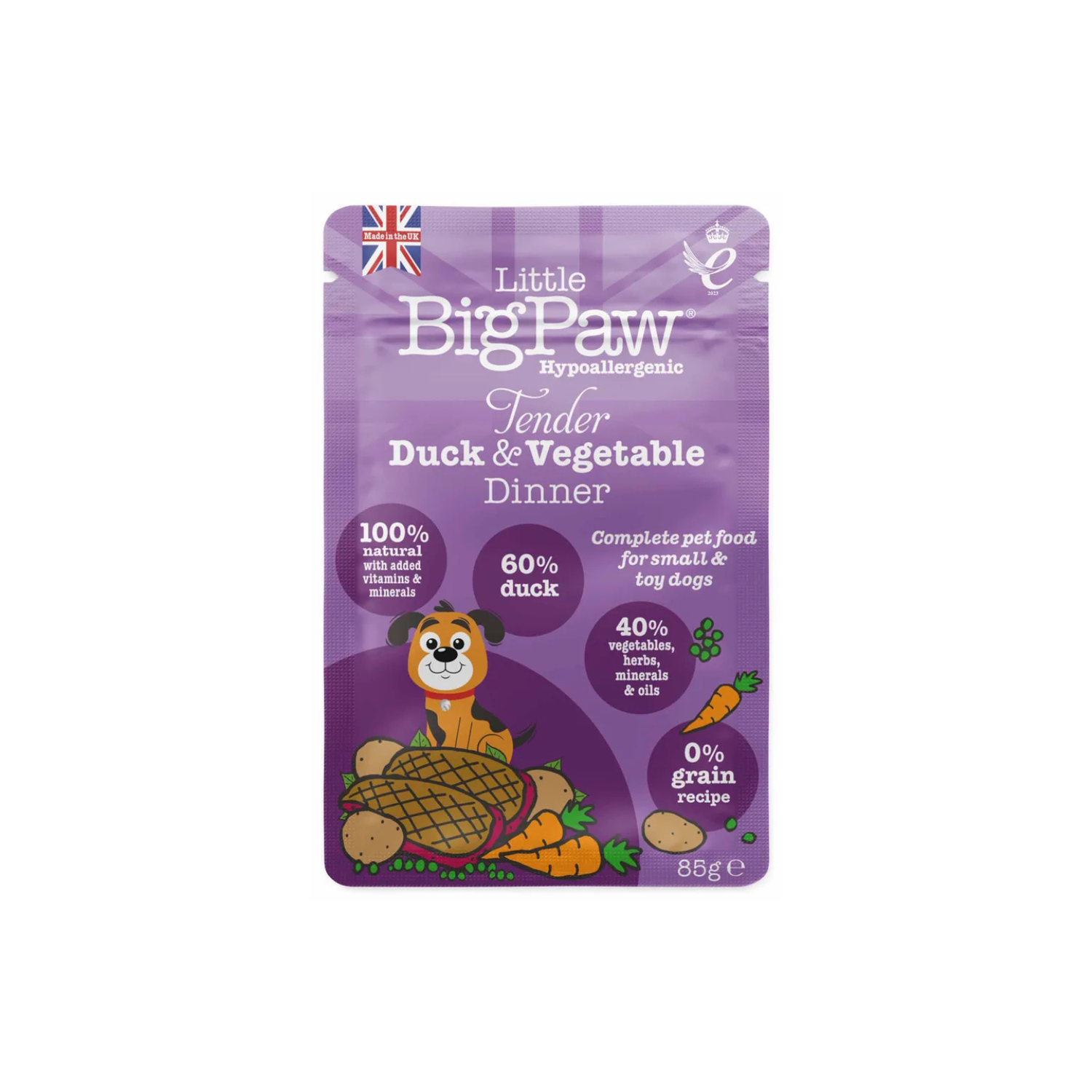 Little BigPaw Tender Duck & Vegetable Dinner. Kornfri vådfoder