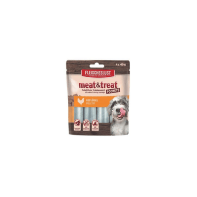 Meat & Treat Pocket Fjerkræ 4 x 40 g hundepølser med fjerkræ