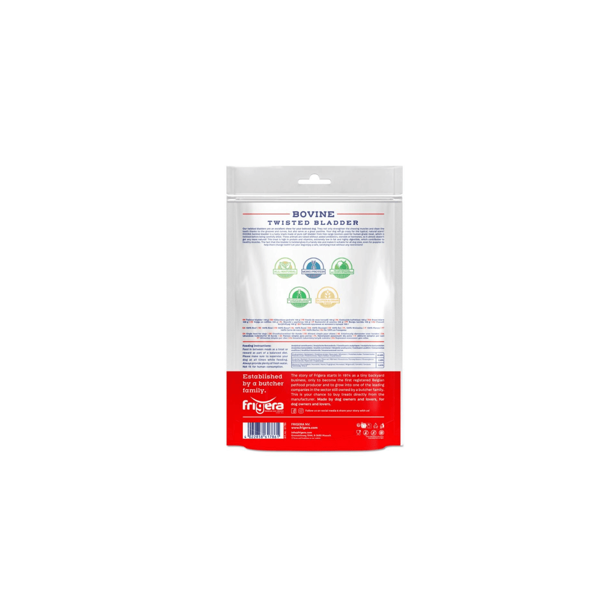 Natural Dog Chews Okseblære 100 g snoede tyggepinde til hund af tørret okseblære pose bag