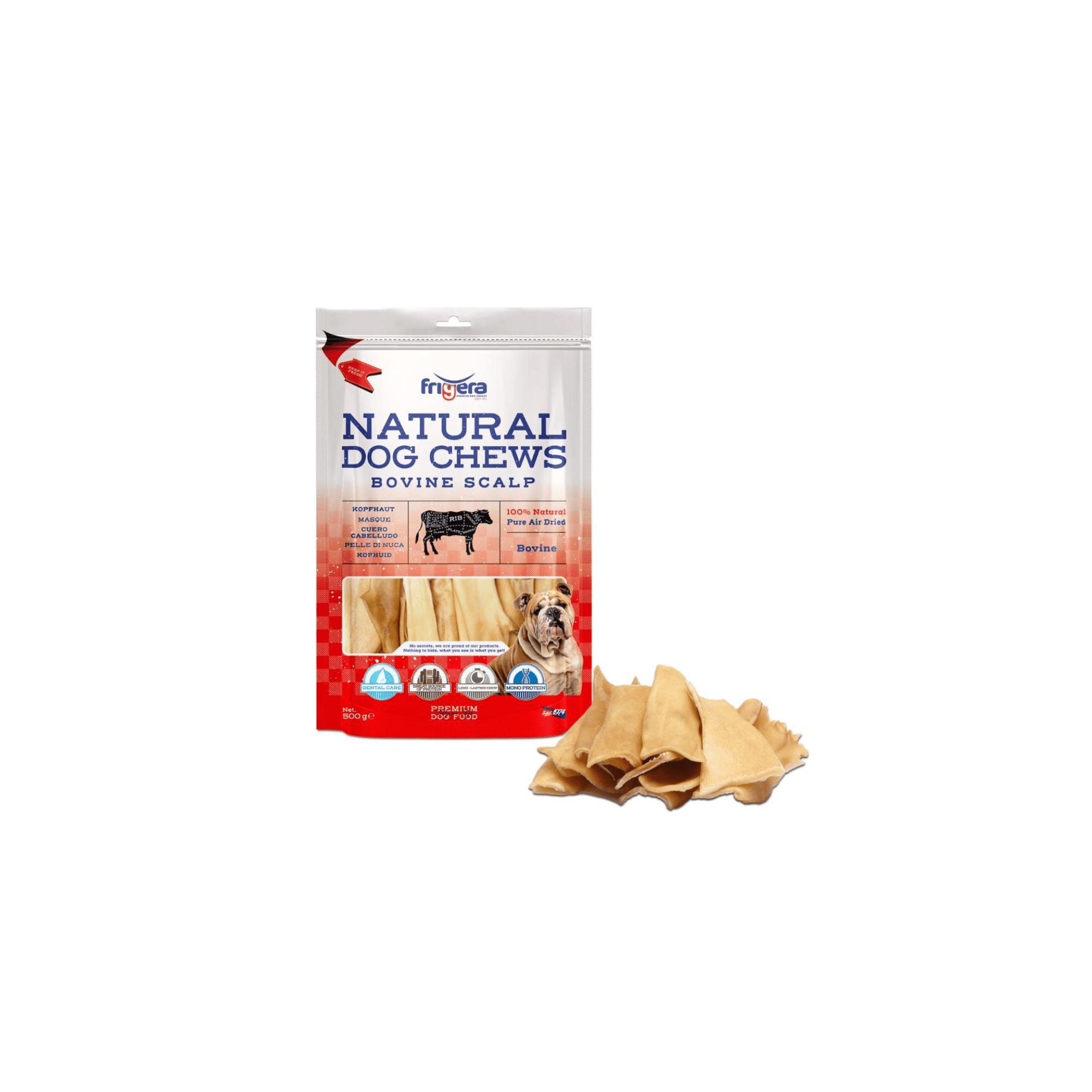 Frigera Natural Dog Chews Oksehovedbund 500 gr.