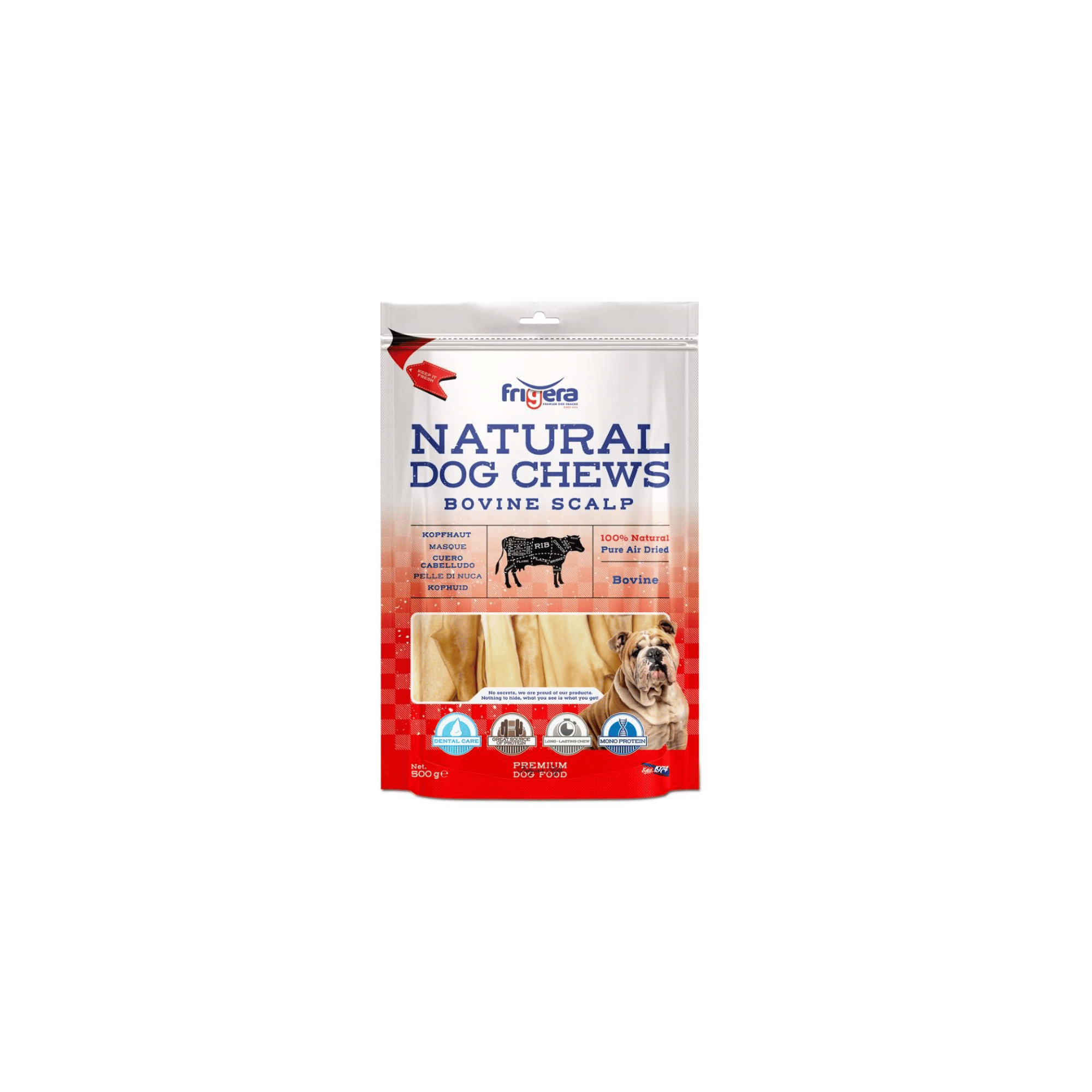 Frigera Natural Dog Chews Oksehovedbund 500 gr.