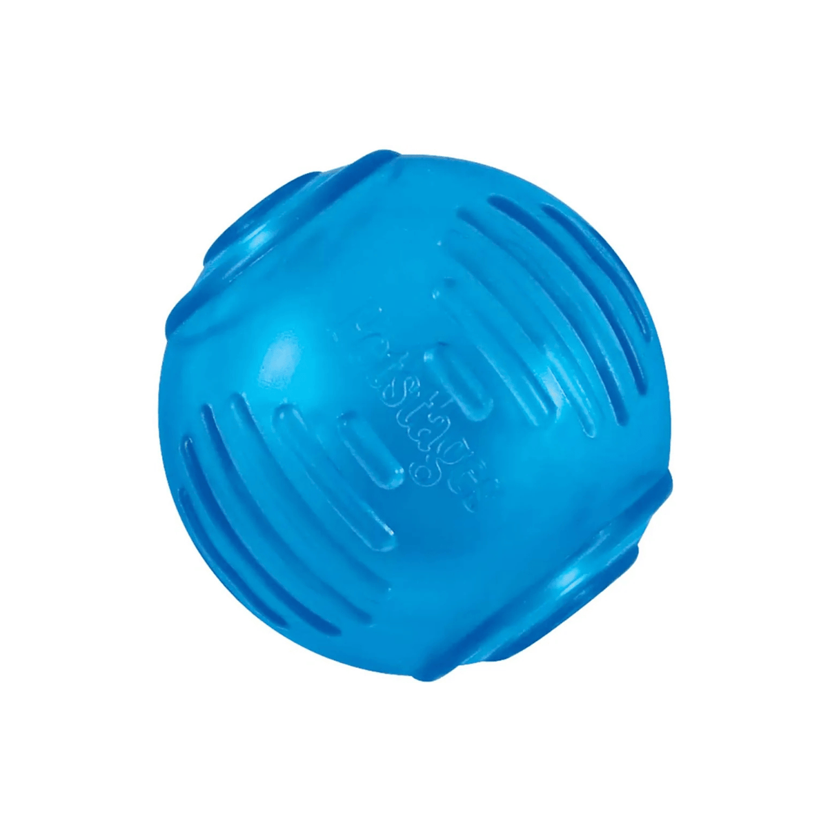 Petstages Orka Ball 7 cm blå hundebold med to huller til godbidder