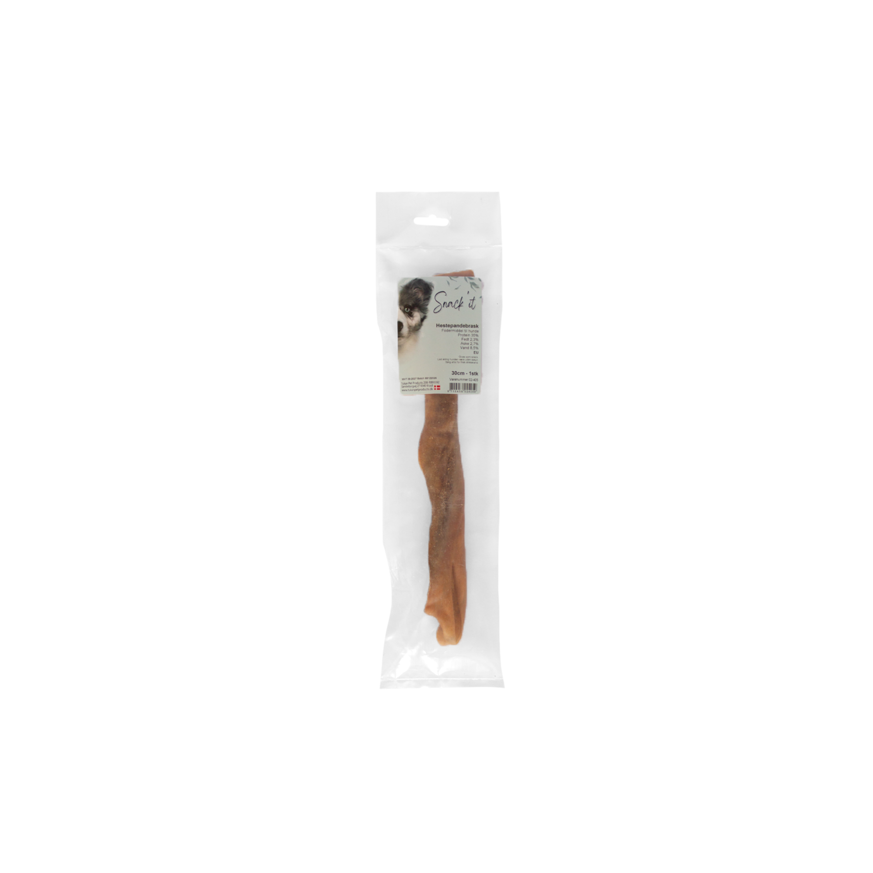 Snack’it Hestepandebrask 30 cm 1 stk sej tyggeartikel til hund lavet af hestehovedhud