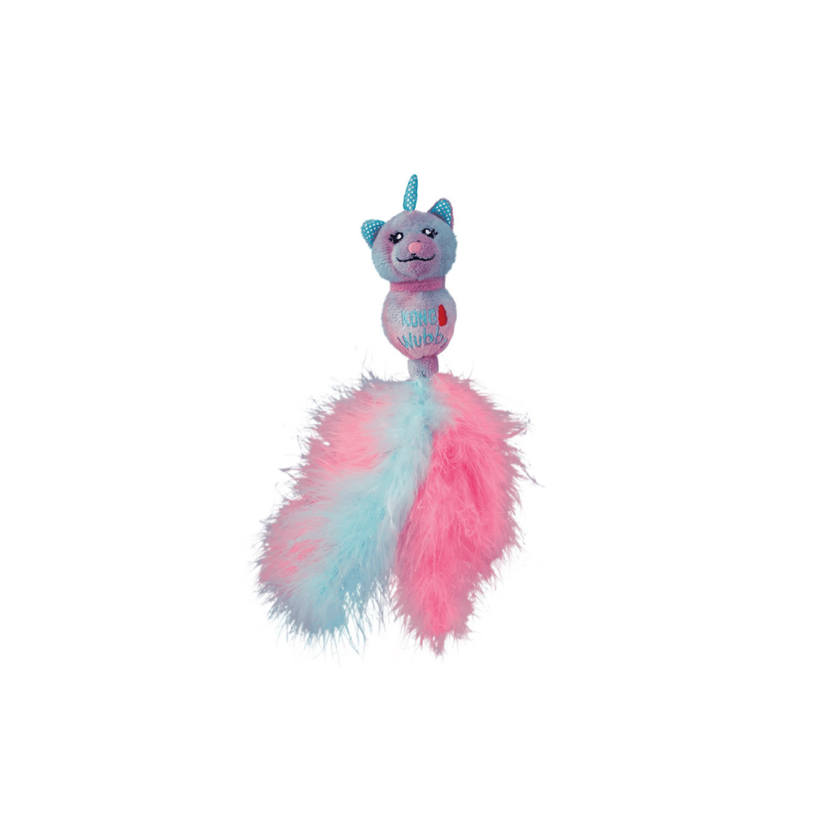 KONG Cat Wubba Caticorn blå pink kattelegetøj med fjer og catnip